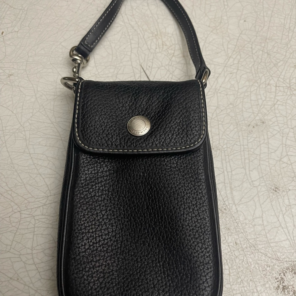 Coach Black Pebbled Leather Phone Case Crossbody